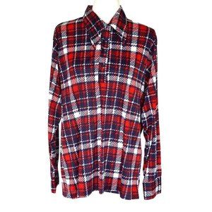 Vintage 70s Dagger Collar Shirt Red White Blue by‎ Kings Road Sears Mens Size XL